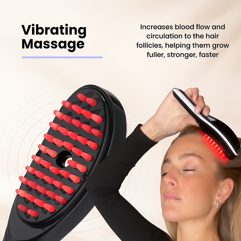 Red Light Therapy Hair Brush – For Stronger, Fuller Hair 🔴💪